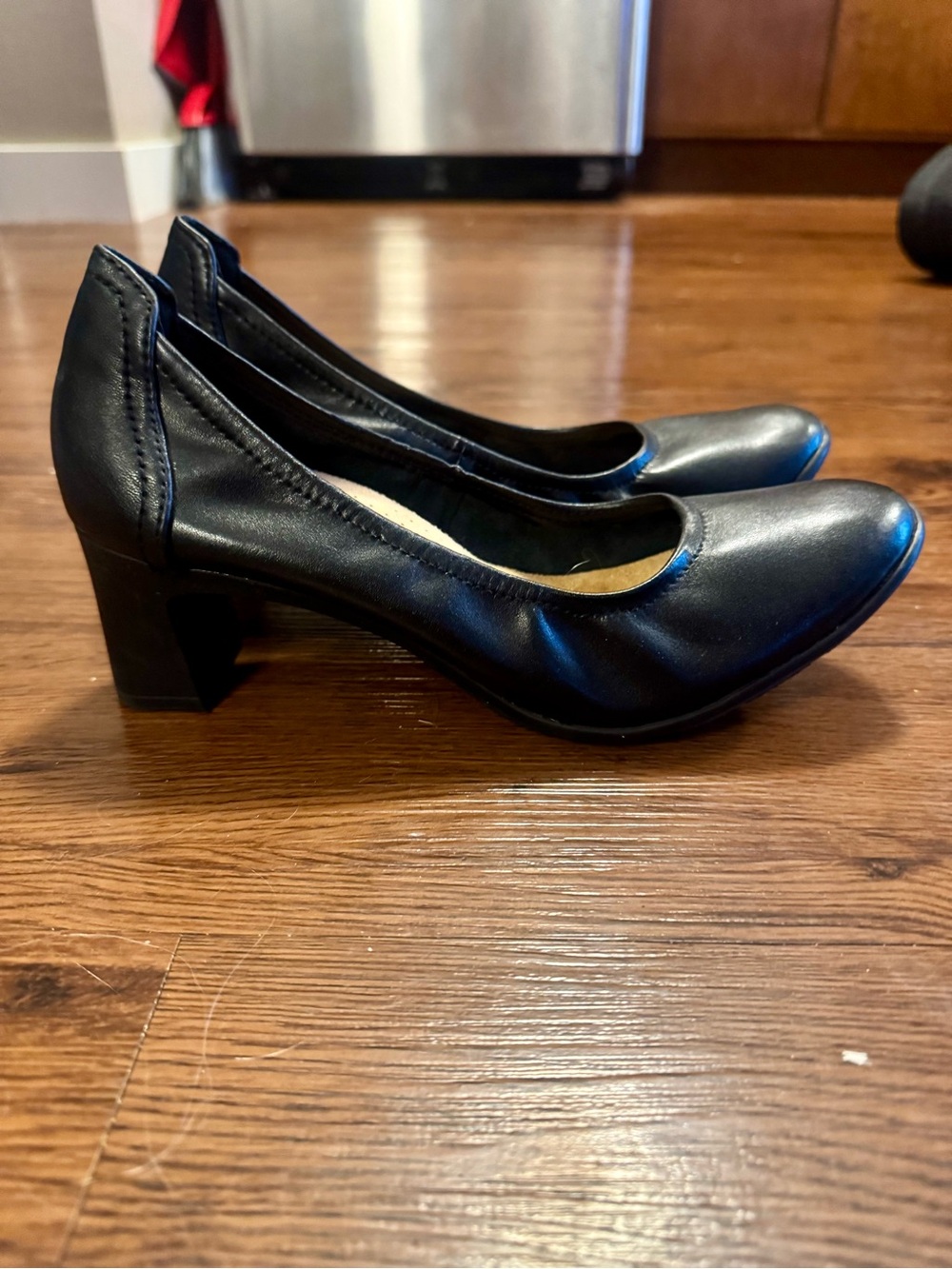 Clarks Black Low Block Heel Pumps for Women